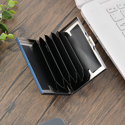 Credit Card Case Wallet Men Women Business Multifunction Slim Wallet Stainless Steel Card Holder 6 Cards