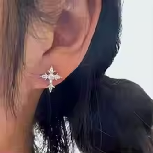 Shiny rhinestone zircon cross earrings for men and women, stylish stainless steel stud earrings, Y2K jewelry gift