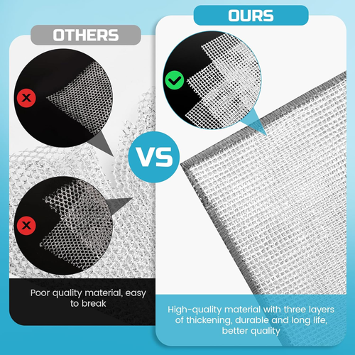 10 Pcs Wire Dishwashing Rag, Double-Layer Non Scratch Wire Dishcloth Multipurpose Wire Miracle Cleaning Cloths for Dry and Wet Cleaning, Metal Dish Cloth for Cookware, Sinks, Dishes, Stove Tops