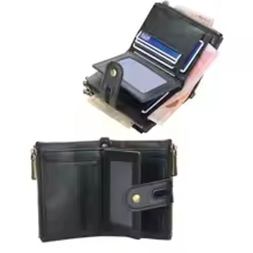 New Men Wallets PU Leather Short Card Holder Chain Luxury Brand Men's Purse High Quality Classic Retro Male Wallet