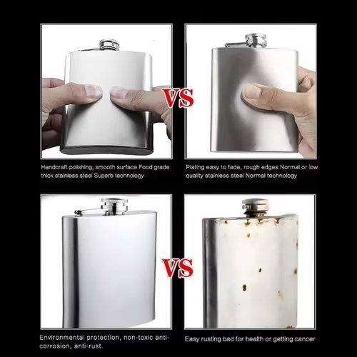 LMETJMA 4-10 oz Stainless Steel Hip Flask with Funnel Pocket Hip Flask Alcohol Whiskey Hip Flask Screw Cap