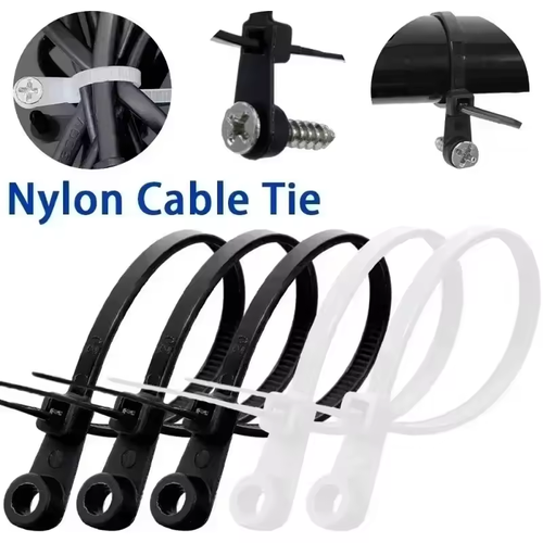 50-100pcsNew Screw Hole Nylon Cable Ties Multipurpose Heavy Duty Adjustable Self-locking Cord Ties Organizer Straps DIY Fastening Loop