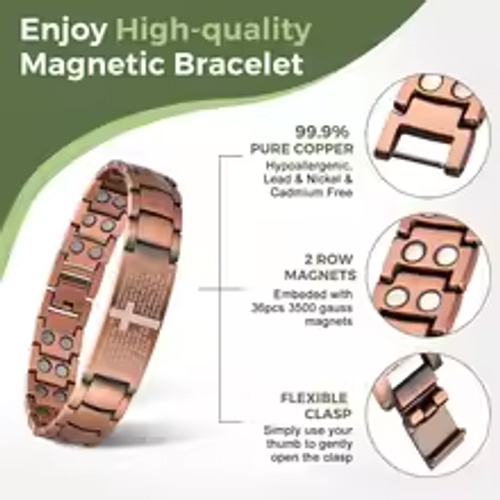 Pure Copper Bracelet for Men, Cross Copper Magnetic Bracelet with Ultra Strength Magnets, Adjustable Jewelry Box Christmas Gifts