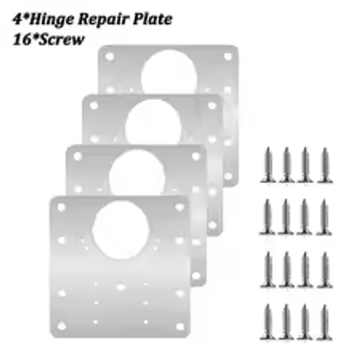 Cabinet Hinge Repair Plate Kit Kitchen Cupboard Door Hinge Mounting Plate With Holes Flat Fixing Brace Brackets Household Tools4PCS