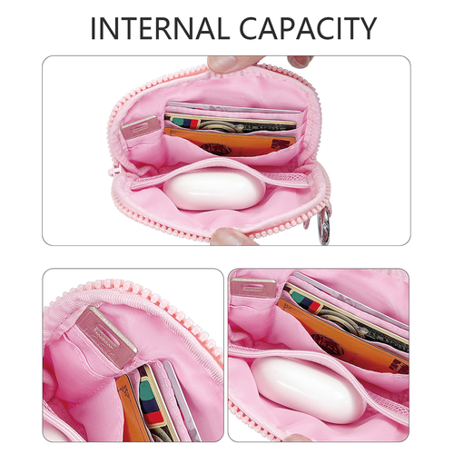 Women Cute Small Pouch Mini Wallet with Clear ID Window, Makeup Cosmetic Bag,Card Holder Bag for Purse,Toiletry Zipper Pouch