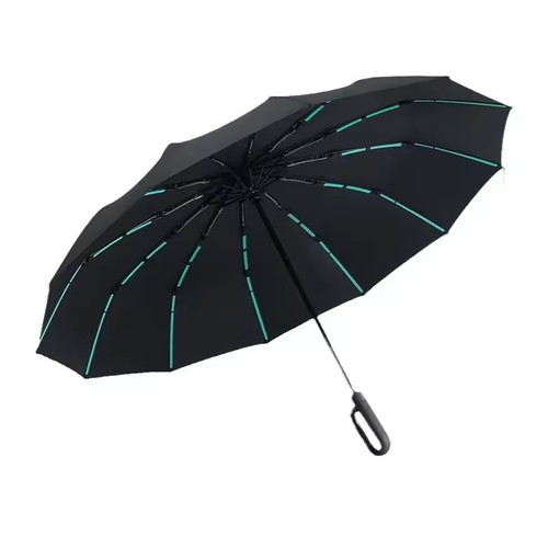 Strong windproof automatic folding umbrella and sunshade umbrella with UV protection and buckle closure, large size, suitable for both men and women.