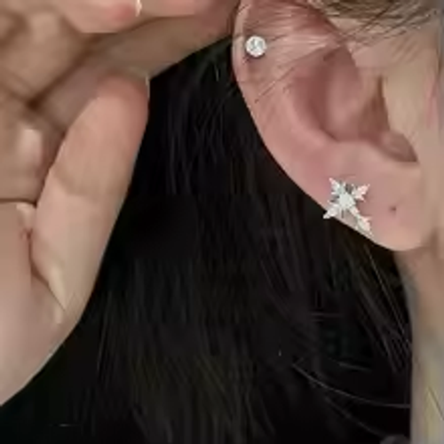 Shiny rhinestone zircon cross earrings for men and women, stylish stainless steel stud earrings, Y2K jewelry gift