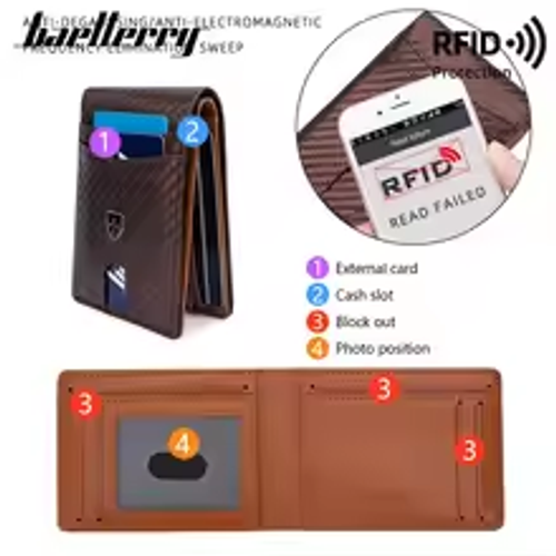 Fashion Rfid Blocking Men Wallet Credit Card Holder Pu Leather Money Clips for Men