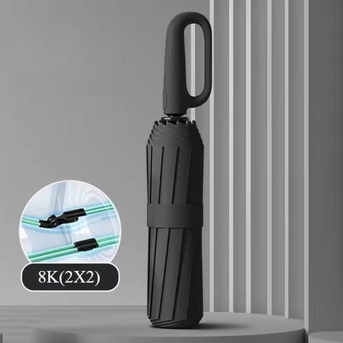 Strong windproof automatic folding umbrella and sunshade umbrella with UV protection and buckle closure, large size, suitable for both men and women.