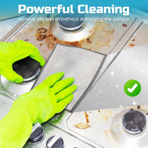 10 Pcs Wire Dishwashing Rag, Double-Layer Non Scratch Wire Dishcloth Multipurpose Wire Miracle Cleaning Cloths for Dry and Wet Cleaning, Metal Dish Cloth for Cookware, Sinks, Dishes, Stove Tops