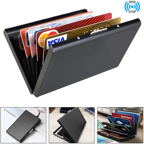 Credit Card Case Wallet Men Women Business Multifunction Slim Wallet Stainless Steel Card Holder 6 Cards