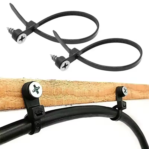 50-100pcsNew Screw Hole Nylon Cable Ties Multipurpose Heavy Duty Adjustable Self-locking Cord Ties Organizer Straps DIY Fastening Loop