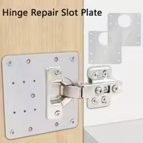 Cabinet Hinge Repair Plate Kit Kitchen Cupboard Door Hinge Mounting Plate With Holes Flat Fixing Brace Brackets Household Tools4PCS