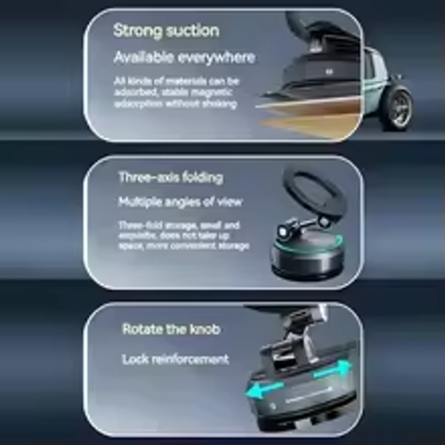 Vacuum magnetic phone holder, Magsafe suction cup phone holder, 360 ° adjustable magnetic phone holder, pocket sized foldable