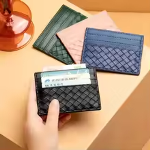 Ultra-Thin Leather Card Holder Woven Compact Driver's License Certificate Cover for Men And Women Business Card Bag