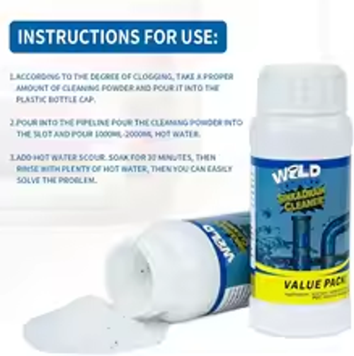 Wild Tornado Pipe Dredge Powerful Sink Cleaner Powder Fast Foaming for Kitchen Toilet Pipeline Quick Cleaning Tool