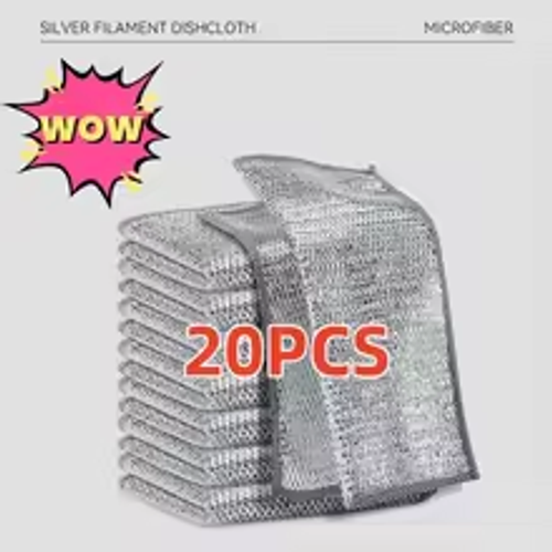 20Pcs Magic Cleaning Cloth Thickened Double Sided Metal Steel Wire Rags Kitchen Dish Pot Washdishing Cloths Towel Clean Tools