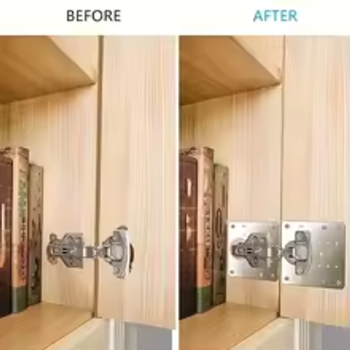 Cabinet Hinge Repair Plate Kit Kitchen Cupboard Door Hinge Mounting Plate With Holes Flat Fixing Brace Brackets Household Tools4PCS