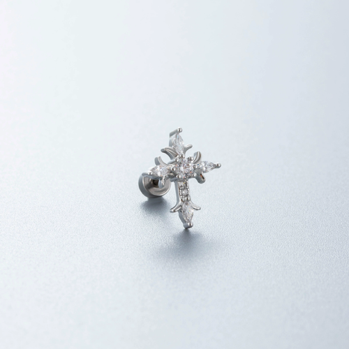 Shiny rhinestone zircon cross earrings for men and women, stylish stainless steel stud earrings, Y2K jewelry gift