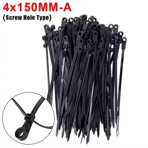 50-100pcsNew Screw Hole Nylon Cable Ties Multipurpose Heavy Duty Adjustable Self-locking Cord Ties Organizer Straps DIY Fastening Loop