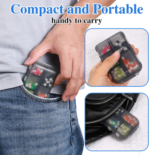 10 Grids Pill Cases Small Pill Organizer Box Weekly Travel Pill Organizer Portable Pocket Pill Case Holder Plastic Waterproof Container Box for Purse Pills Vitamin Fish Oil Daily Travel Use (2 Pieces)