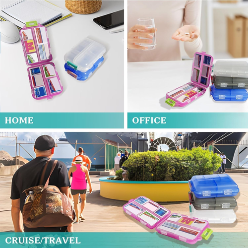10 Grids Pill Cases Small Pill Organizer Box Weekly Travel Pill Organizer Portable Pocket Pill Case Holder Plastic Waterproof Container Box for Purse Pills Vitamin Fish Oil Daily Travel Use (2 Pieces)
