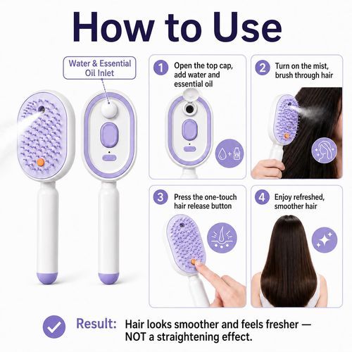 Electric Mist Detangling Brush with Self Cleaning Scalp Massager