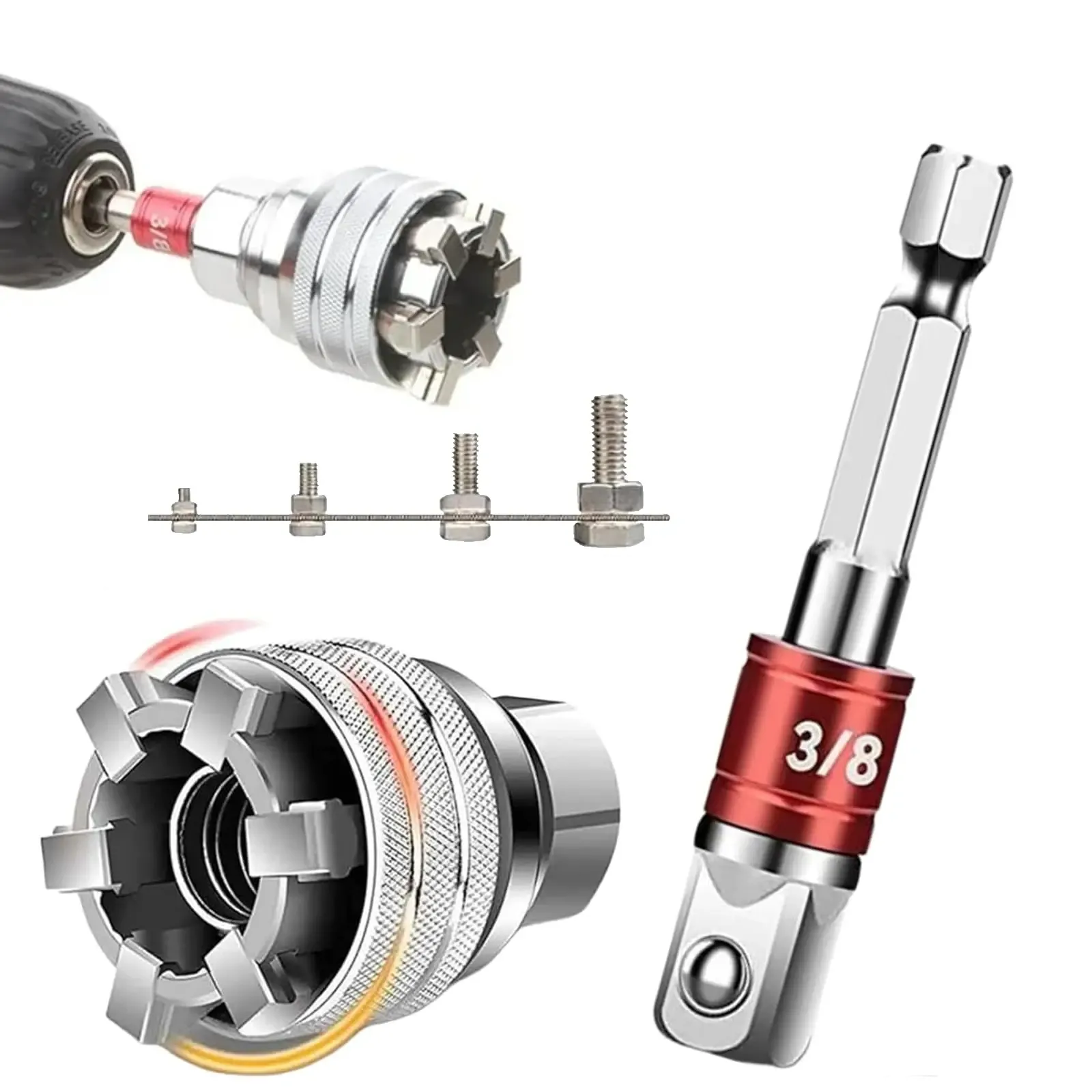 Universal Socket Wrench Tool Set with 3 8 Adapter for Drill and Ratchet