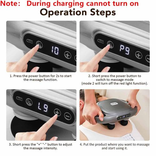 6 Head Deep Tissue Massager with Heat 9 Modes 9 Intensities 2000mAh Rechargeable Handheld Full Body Muscle Massage Gun for Neck Back Shoulder Waist Leg