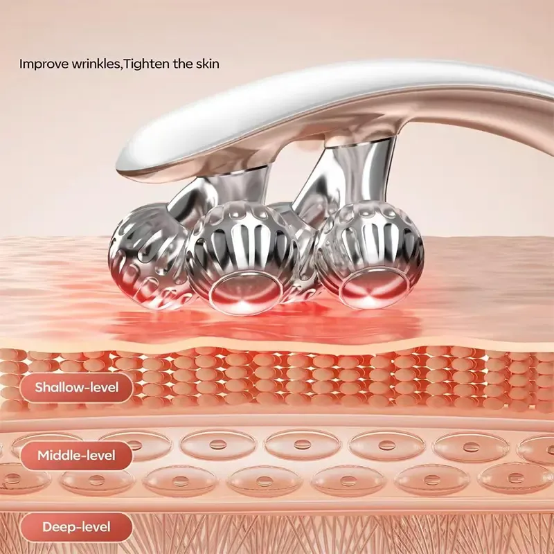 Rechargeable Facial Roller Massager with 8 Balls for V-Shape Face & Anti-Wrinkle