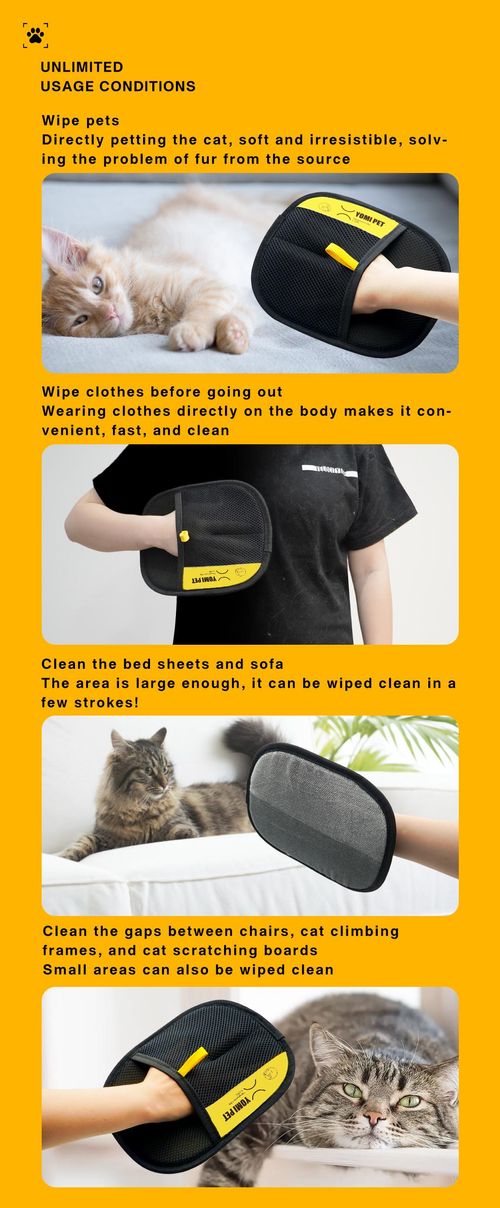 PET hair remover Electrostatic gloves Two-way brush sticky hair remover Cat hair dog hair glover Grooming Removal Cleaning