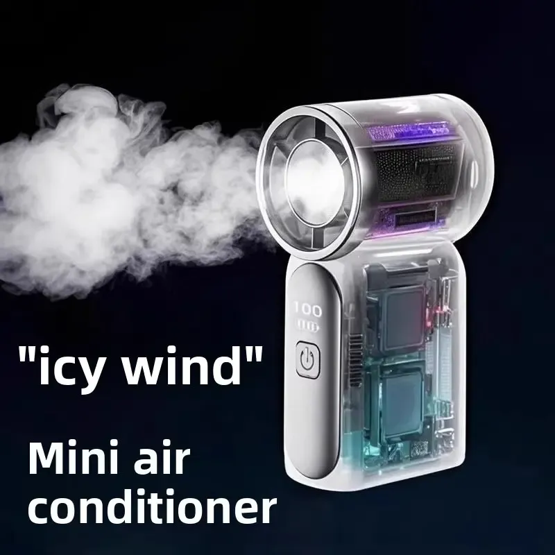 USB Rechargeable Mini Handheld Turbo Fan 100 Wind Speeds 8H Battery Life Ice Cold Wind Portable Pocket Fan for Outdoor Use