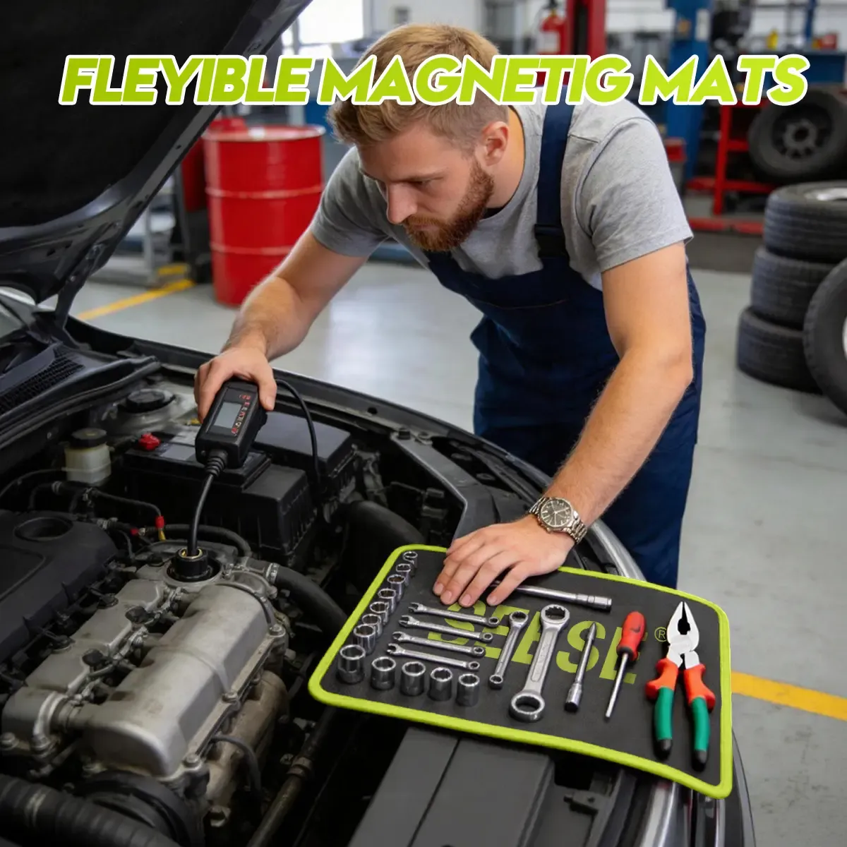 Flexible Magnetic Tool Mat Heavy Duty PVC Anti Oil Magnet Pad for Garage Auto Repair Tool Storage