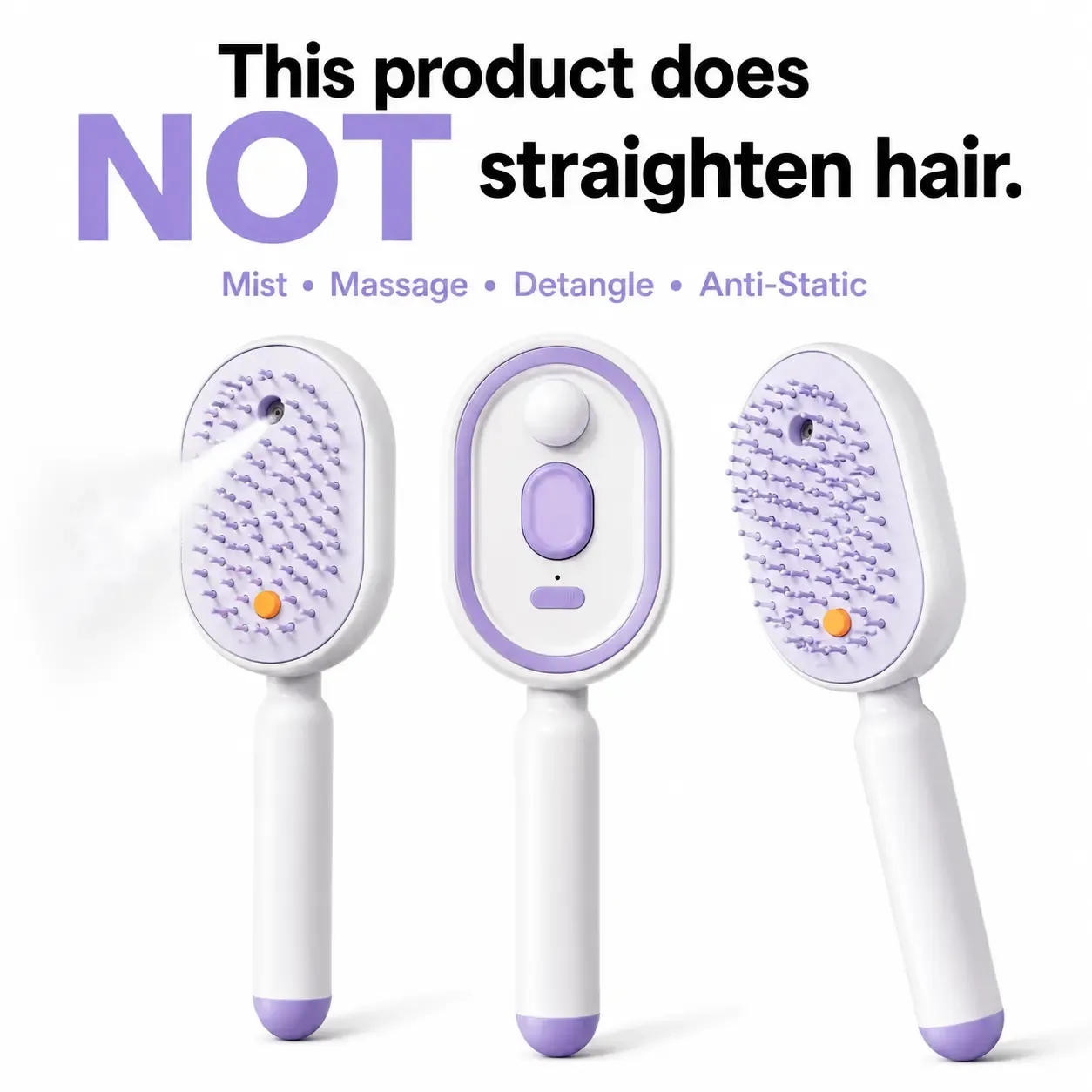 Electric Mist Detangling Brush with Self Cleaning Scalp Massager