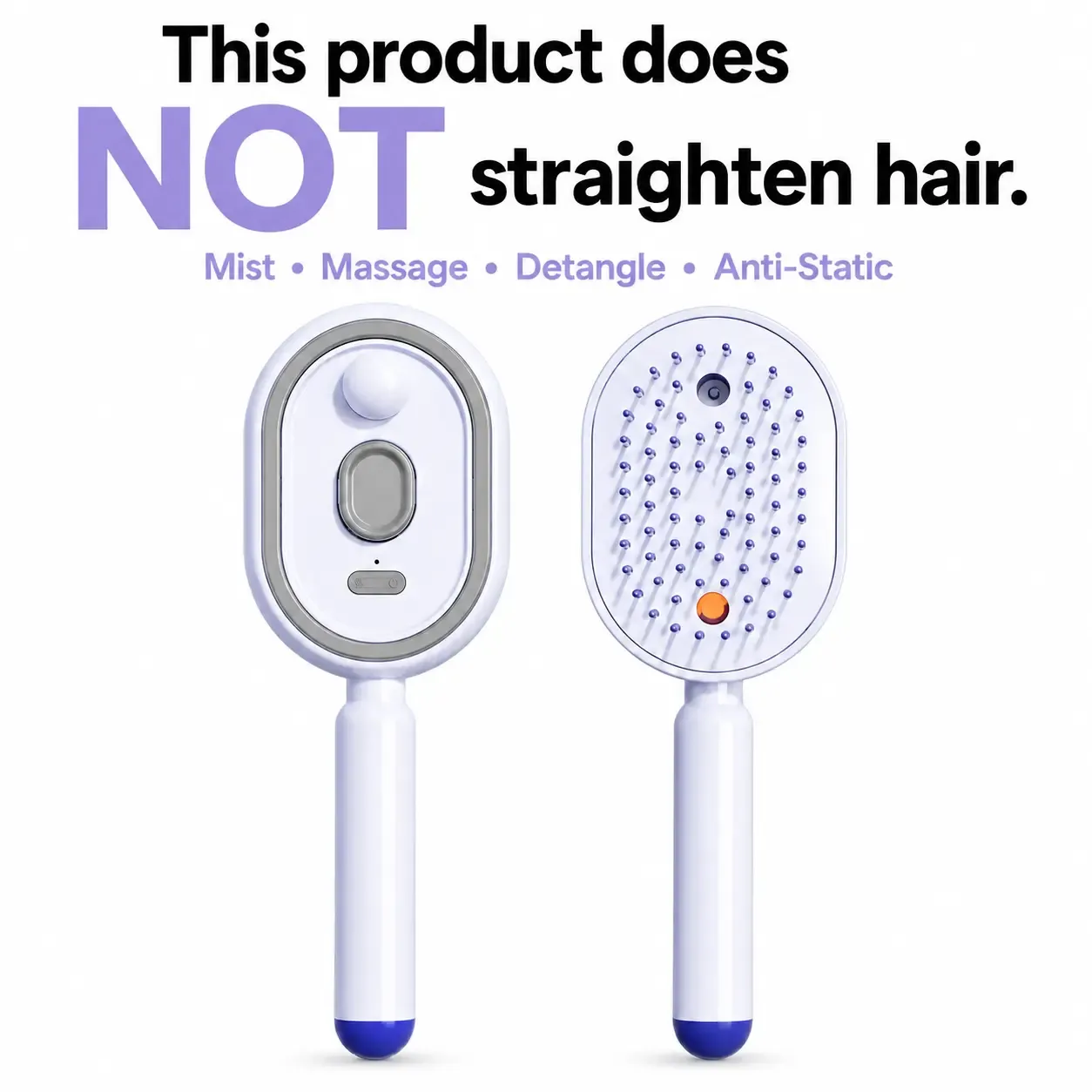 Electric Mist Detangling Brush with Self Cleaning Scalp Massager