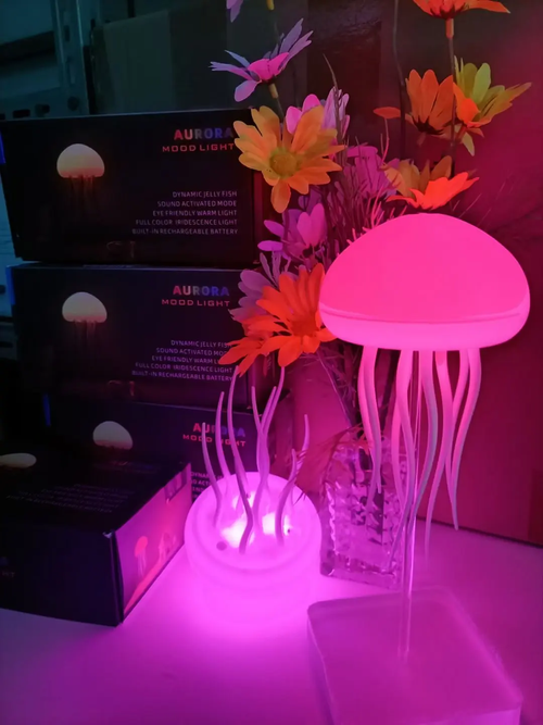 Smart Voice Control Jellyfish Lamp, Floating Ambient Night Light with RGB Gradient & Acrylic Base