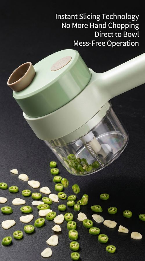 2 in 1 Handheld Electric Garlic Chopper Adjustable to Garlic Paste and Slice Moses Cordless Food Processor Suitable for Stir Frying cold dishes  Salting and Daily Cooking