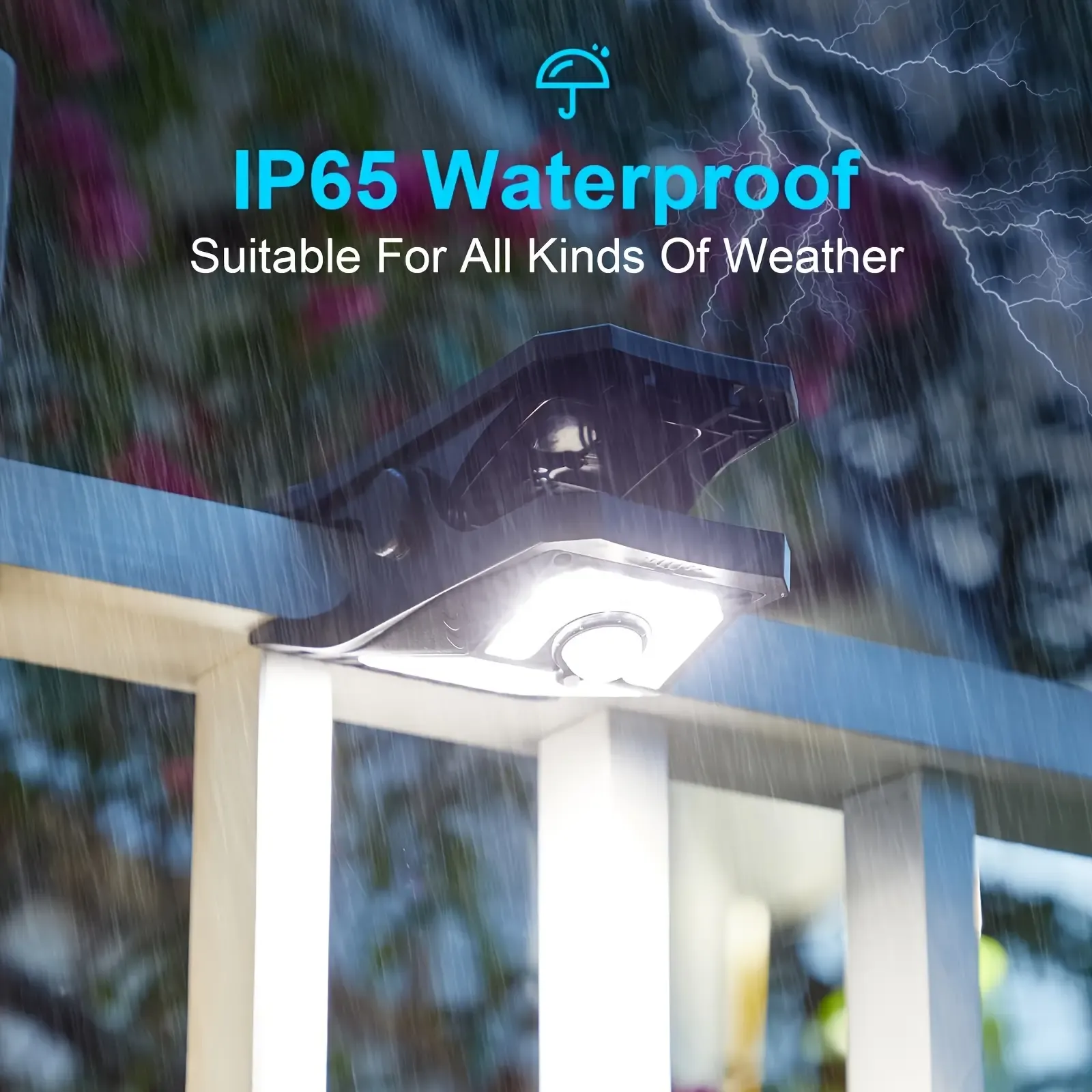 Solar Powered Motion Sensor Clip On Fence Light IP65 Waterproof Outdoor LED Security Lamp
