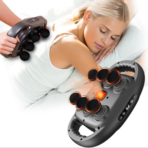 6 Head Deep Tissue Massager with Heat 9 Modes 9 Intensities 2000mAh Rechargeable Handheld Full Body Muscle Massage Gun for Neck Back Shoulder Waist Leg