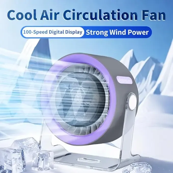 Portable Cool Air Circulation Fan with 100 Speed Digital Display, Strong Wind, Quiet Operation for Desk and Bedroom Use