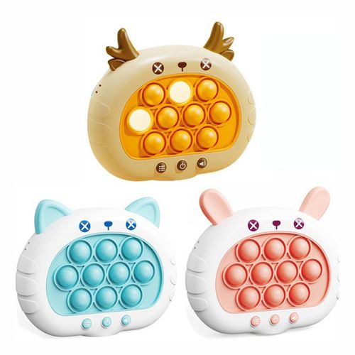 Cute Rabbit Quick Push Game Console, Pop It Fidget Toy with Light & Sound, Handheld Puzzle Game for Kids