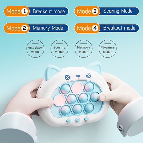 Cute Rabbit Quick Push Game Console, Pop It Fidget Toy with Light & Sound, Handheld Puzzle Game for Kids