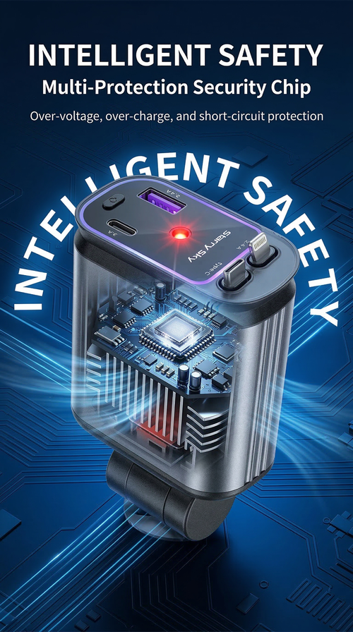 120W Super Fast Car Charger | 4-in-1 Retractable Cables | Starry Sky Light | Universal Cigarette Lighter Adapter for All Vehicles