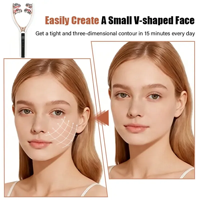 Rechargeable Facial Roller Massager with 8 Balls for V-Shape Face & Anti-Wrinkle