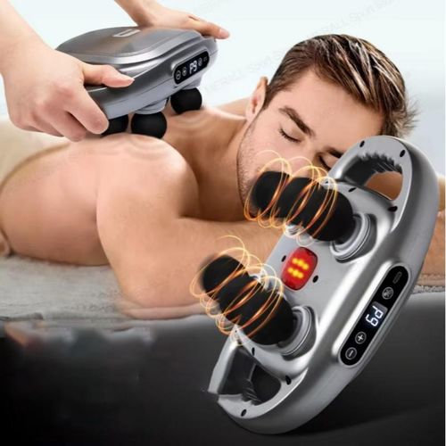 6 Head Deep Tissue Massager with Heat 9 Modes 9 Intensities 2000mAh Rechargeable Handheld Full Body Muscle Massage Gun for Neck Back Shoulder Waist Leg