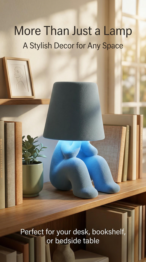 Thinker Statue Table Lamp Restaurant & Bar Desk Lamp Nordic Night Light Decor Rechargeable Touch-Activated Ambient Lamp