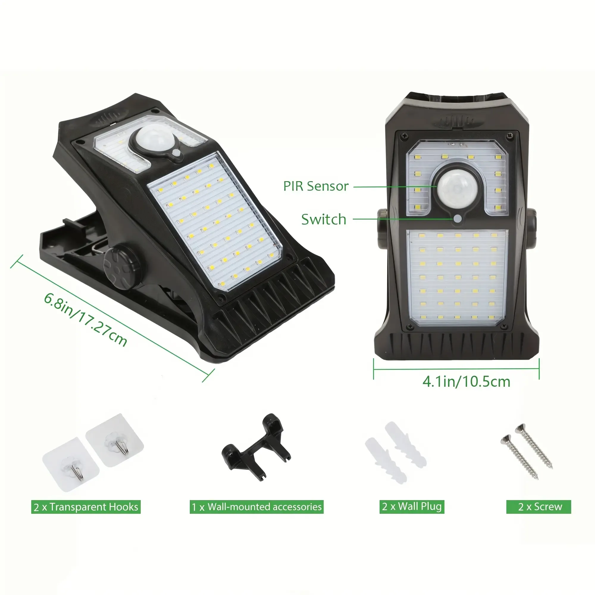 Solar Powered Motion Sensor Clip On Fence Light IP65 Waterproof Outdoor LED Security Lamp