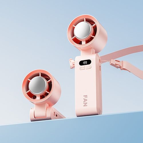 Portable Foldable Cooling Fan with Ice Function, USB Rechargeable, Neck Hanging, High Speed & Powerful Wind
