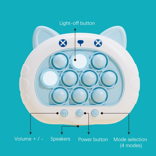 Cute Rabbit Quick Push Game Console, Pop It Fidget Toy with Light & Sound, Handheld Puzzle Game for Kids
