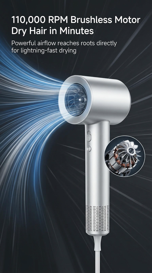 Lightweight 380g High-Speed Blow Dryer | 200M Negative Ions for Smooth Hair | Factory Supply